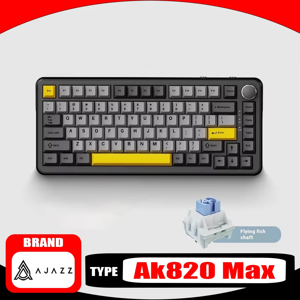 

Ajazz Ak820 Max Magnetic Swicth Keyboard Multifunctional Knob 8000mah Smart Screen Mechanical Keyboard 75% Tri Mode Pc Gamer Man