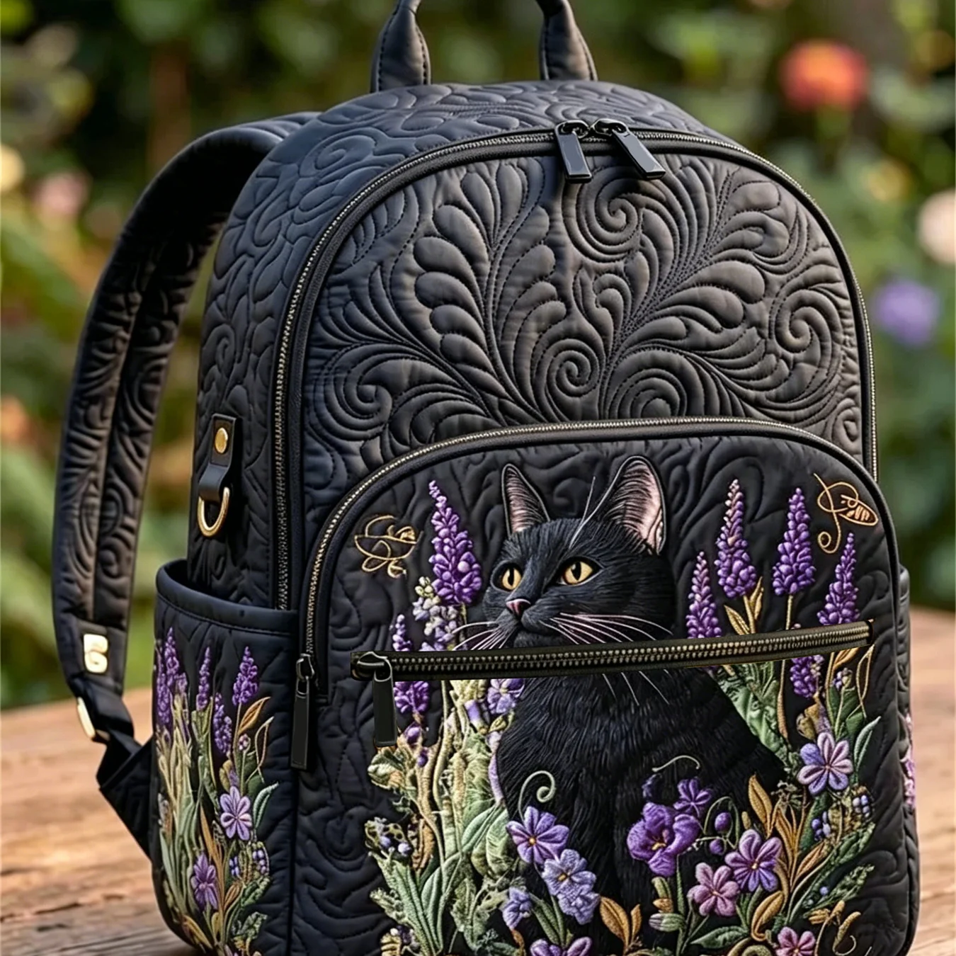 Vintage Quilted Craftsmanship with No Embroidered Patterns, Casual Backpack for Women Men, Fits 15.6 Inch Laptop