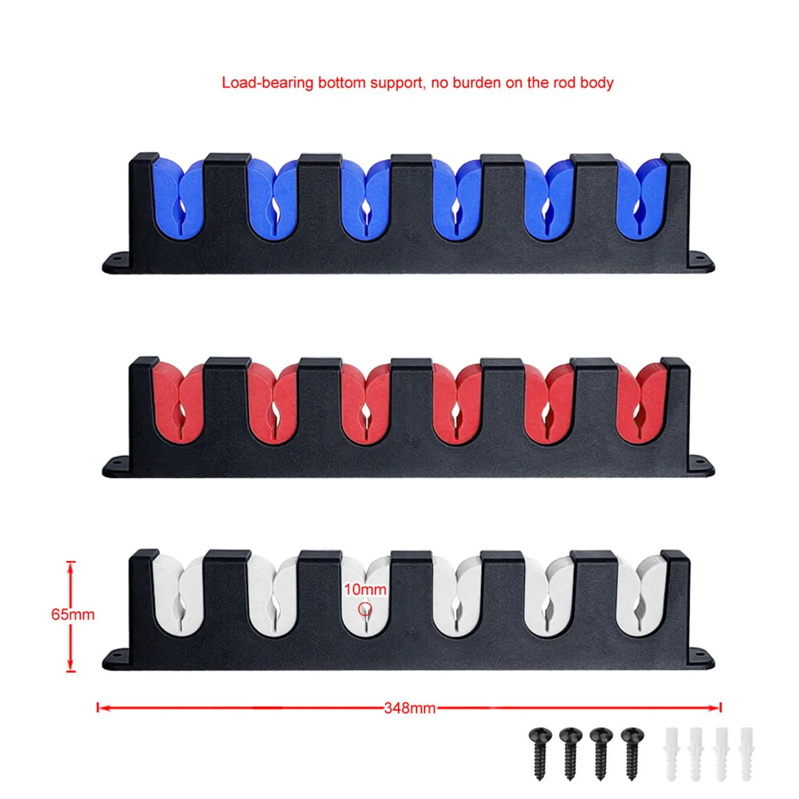 1 Pair 6 Fishing Rod Wall Rack Easy Setup for Garage Boat Vehicle ABS Material EVA Foam Grip Pad Professional Durable Travel