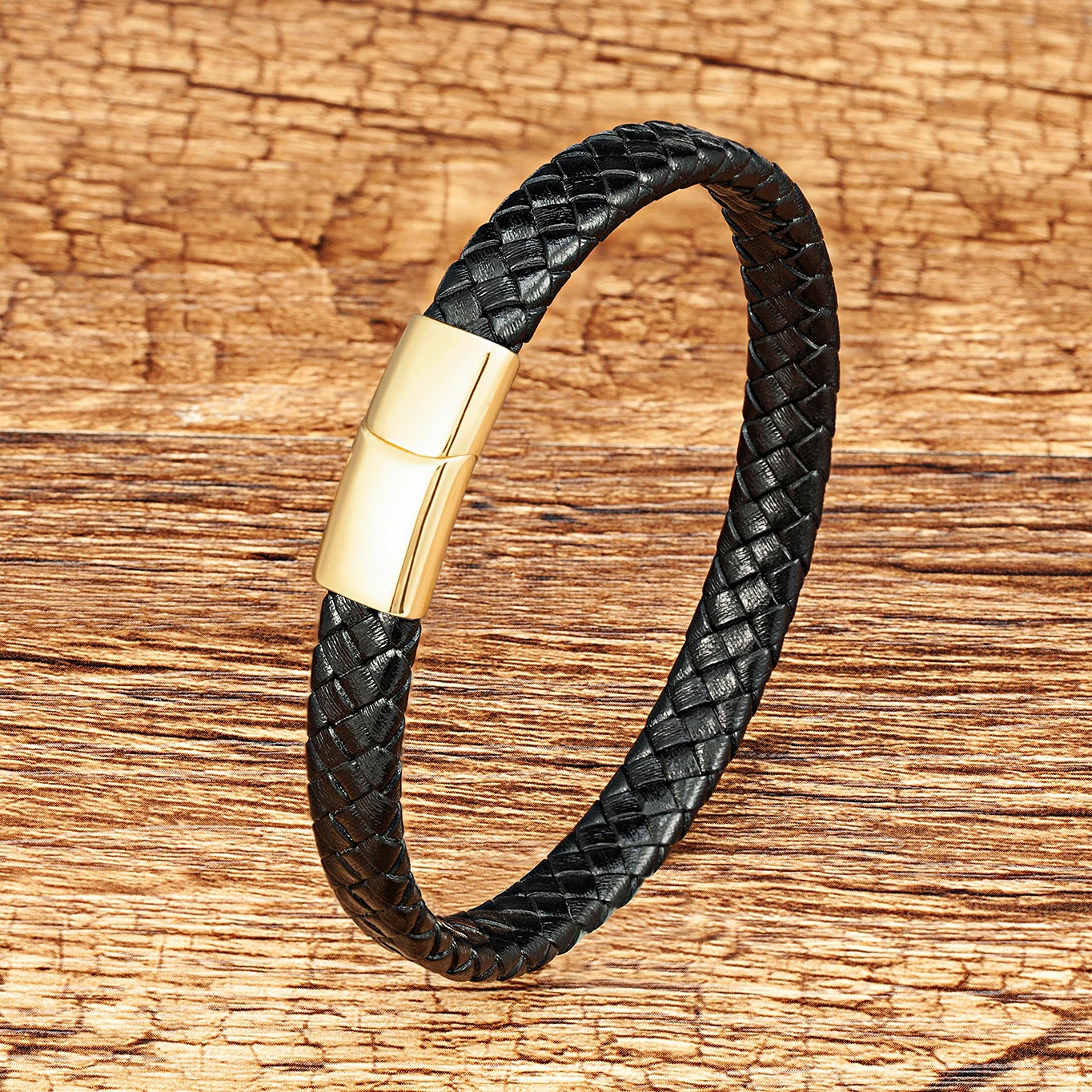 New Classic Style Hand-woven Leather Bracelet Simple Stainless Steel Button Neutral Black/Brown Rope Men Bangles Jewelry Gifts