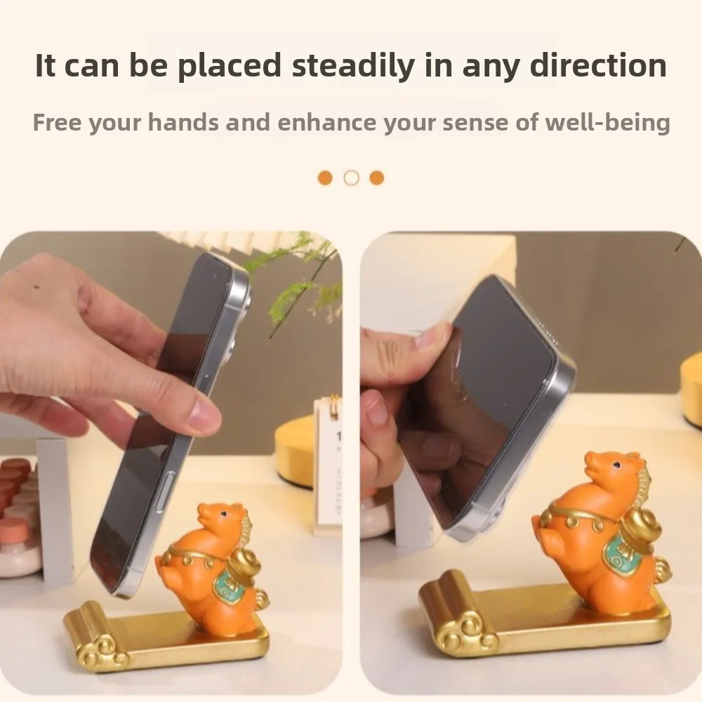 

Horse Mascot Zodiac Pony Phone Holder Resin Pony Shape Mobile Phone Stand Good Luck Horse Year Cell Phone Bracket