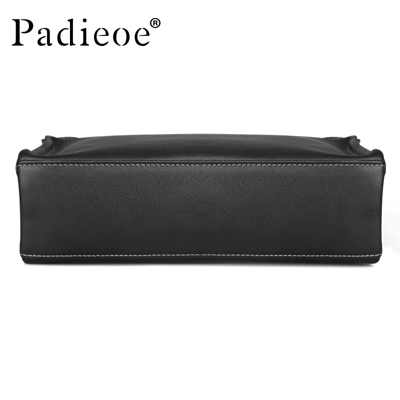 PADIEOE Horizontal Shoulder Bag Men\'s Large Capacity Leather Crossbody Bag Cowhide Men\'s Bag Business Travel Backpack