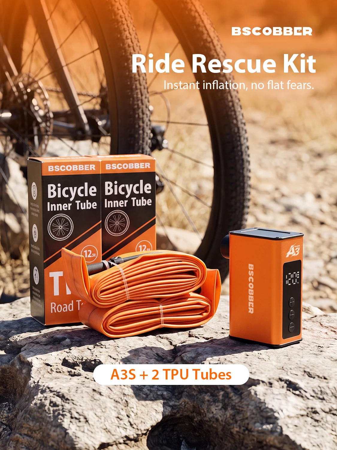 BSCOBBER A3nano Tragbarer Reifenfüller 700c TPU Elektrischer Fahrrad-Luftkompressor Fahrrad-Manometer Kabellose Pumpe Fahrradzubehör – Detail 1