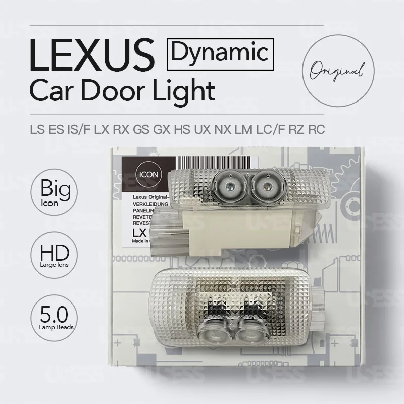 Dynamic Car Door Welcome Light For Lexus LS ES IS LX RX GS GX LC RC UX NX Shadow Lamp Auto Dual lens LED Laser icon Projector HD