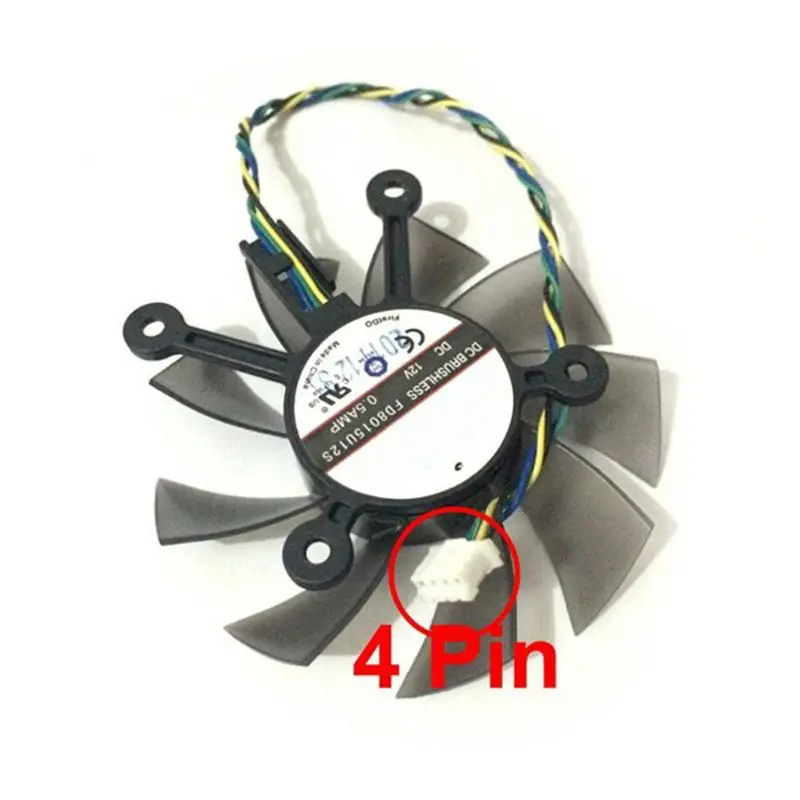 Kipas Pendingin 75MM FD8015U12S DC12V 0, 5amp 4PIN untuk ASUS GTX 560 GTX550Ti HD7850 Kipas Pendingin Kartu Video Grafis