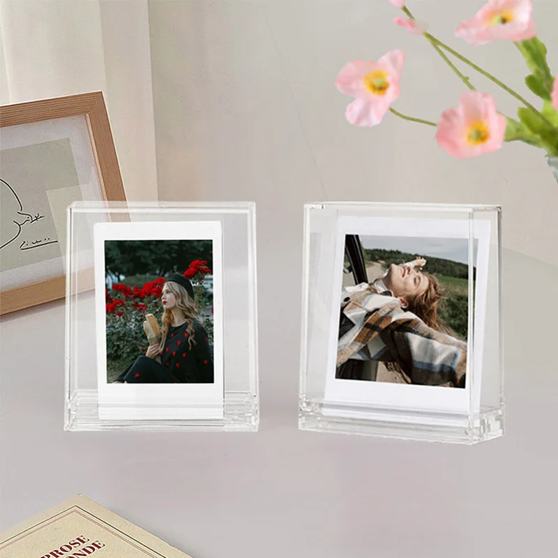 Ins Style تخزين الصور مع إطار مربع شفاف على الوجهين ، 3 "، SQ ، Instax Mini 12 ، 11 ، 8 ، 9 ، 7 ، مربع ، SQ1 EVO