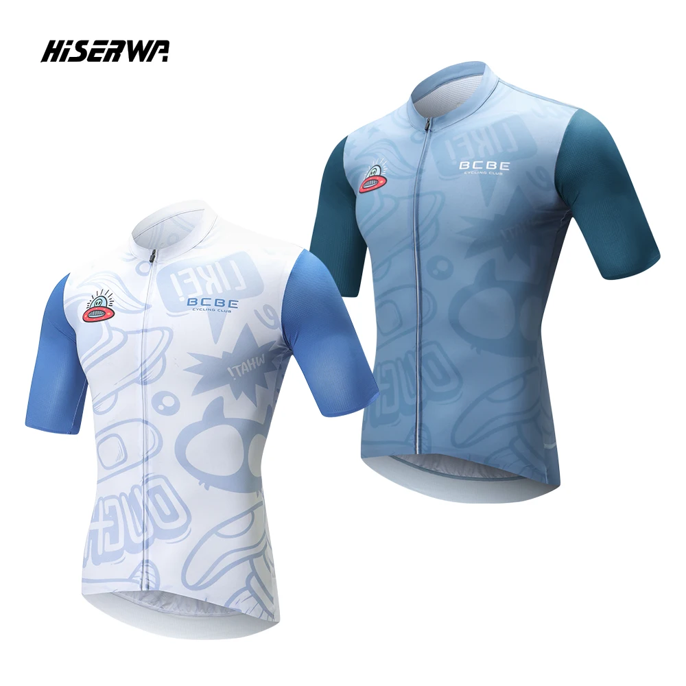 

HISERWA Men Catcoon Cycling Jersey Breathable Mesh Quick Dry Bicycle Jersey MTB Road Bike Short Sleeve Maillot Ciclismo Hombre