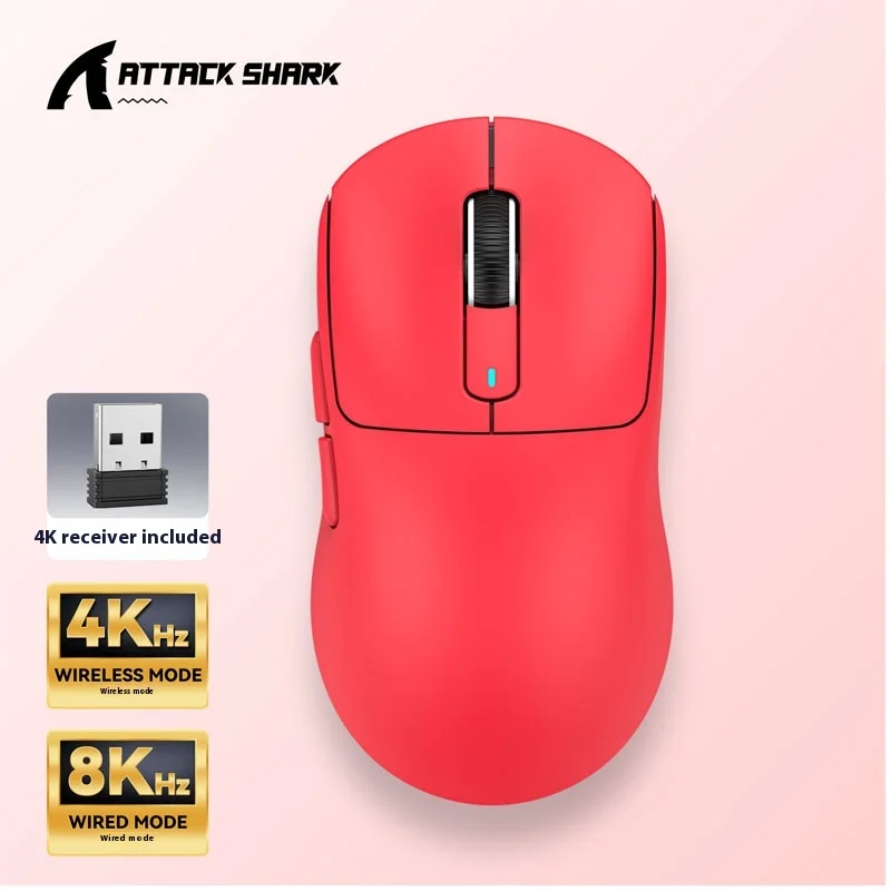 Imagem -02 - Ataque Shark Gaming Mouse X3pro Bluetooth 3-mode 4k 8k hz Leve 60g 26000dpi 650ips Paw3395