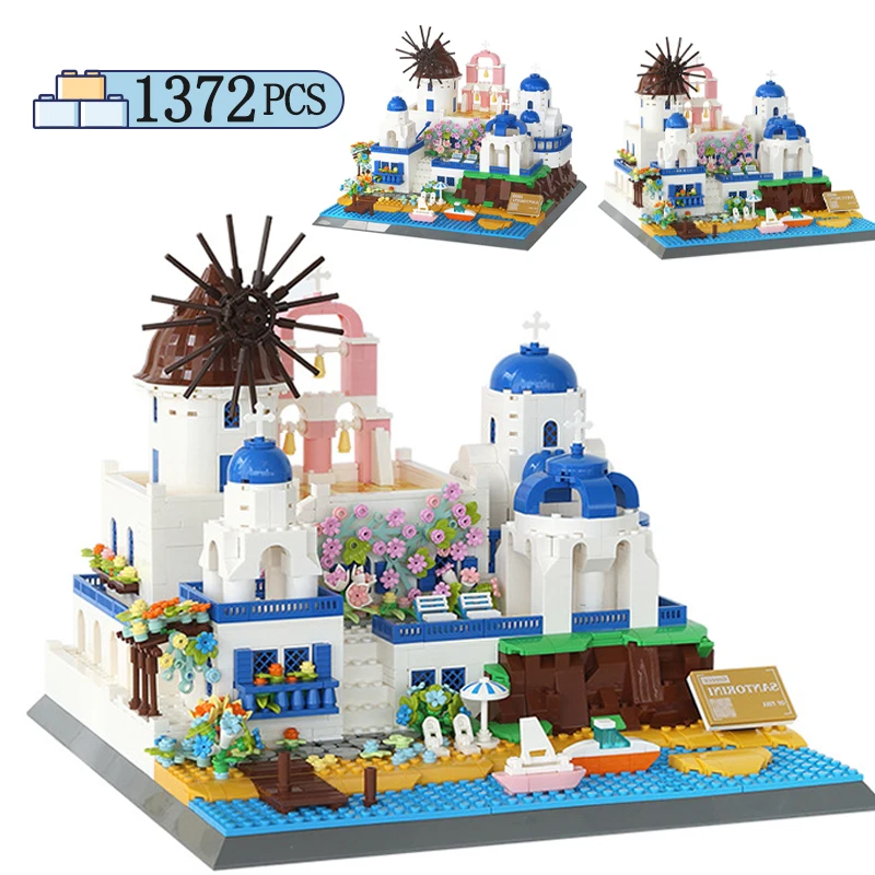 1372 PCS Mini Blocks Famous City Architecture island luxury House Model Building Blocks Bricks Educational Toys for Kids Gifts