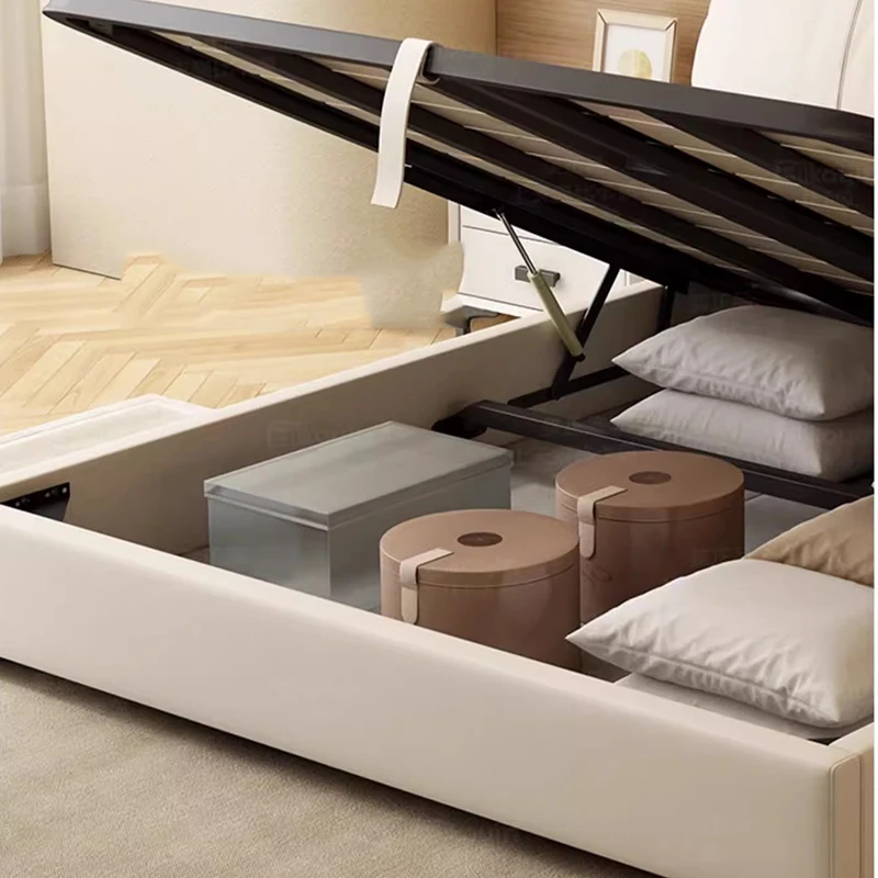 Modern Minimalist Bed Bedroom Double Unique Luxury Leather Bed Double Storage Cama De Lujo Para Dormitorio Bedroom Furniture