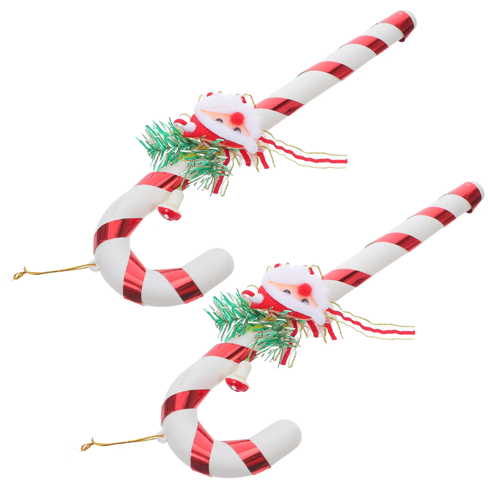 

2 Pcs Christmas Cane Ornaments Candy Theme White Red Twisted Holiday Supplies Hanging Decorations Xmas Tree