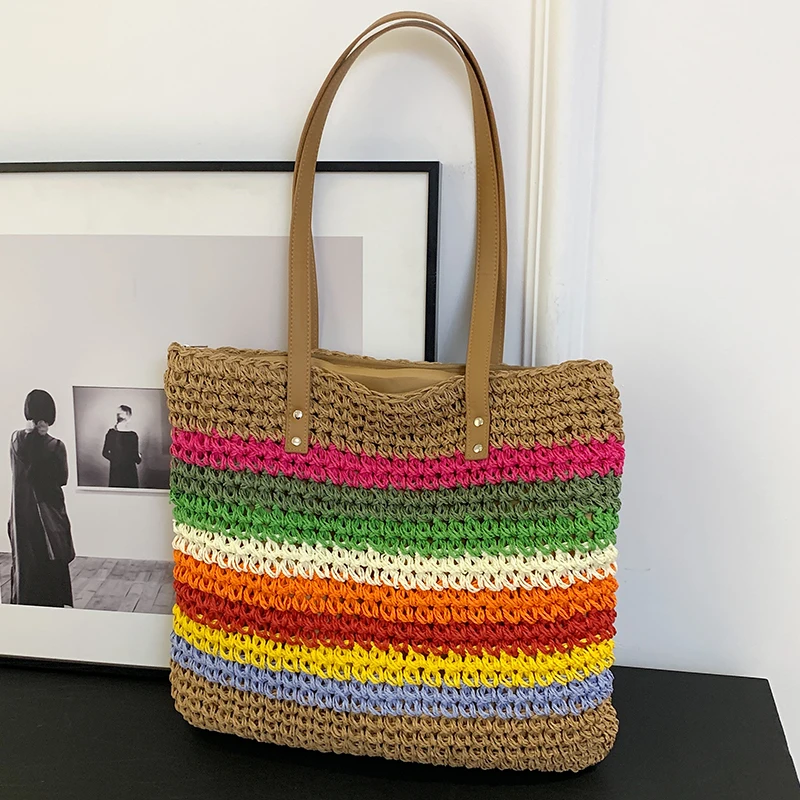 

Stylish Woven Summer Beach Bag with Large Capacity