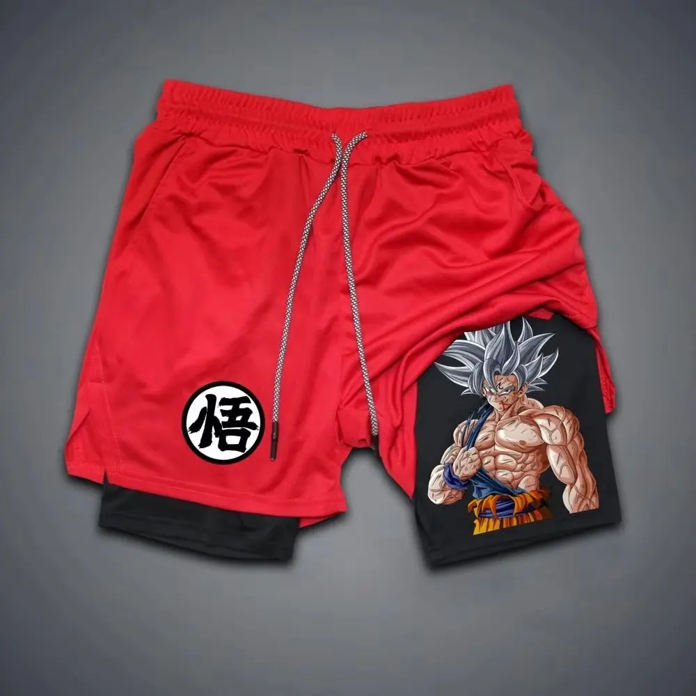

Dragon Ball Saiyan Anime Men's Shorts Fitness Gym Wear Summer Fashion Y2k Breathable Quick-Dry Double Layer 2-in-1 Sports Pants