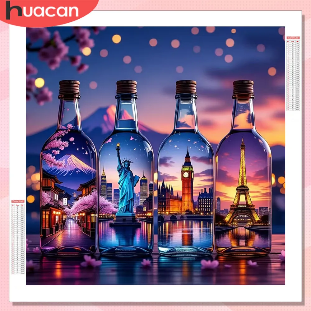 HUACAN 5d diy Diamond Mosaic City Street Landscape Cross Sti