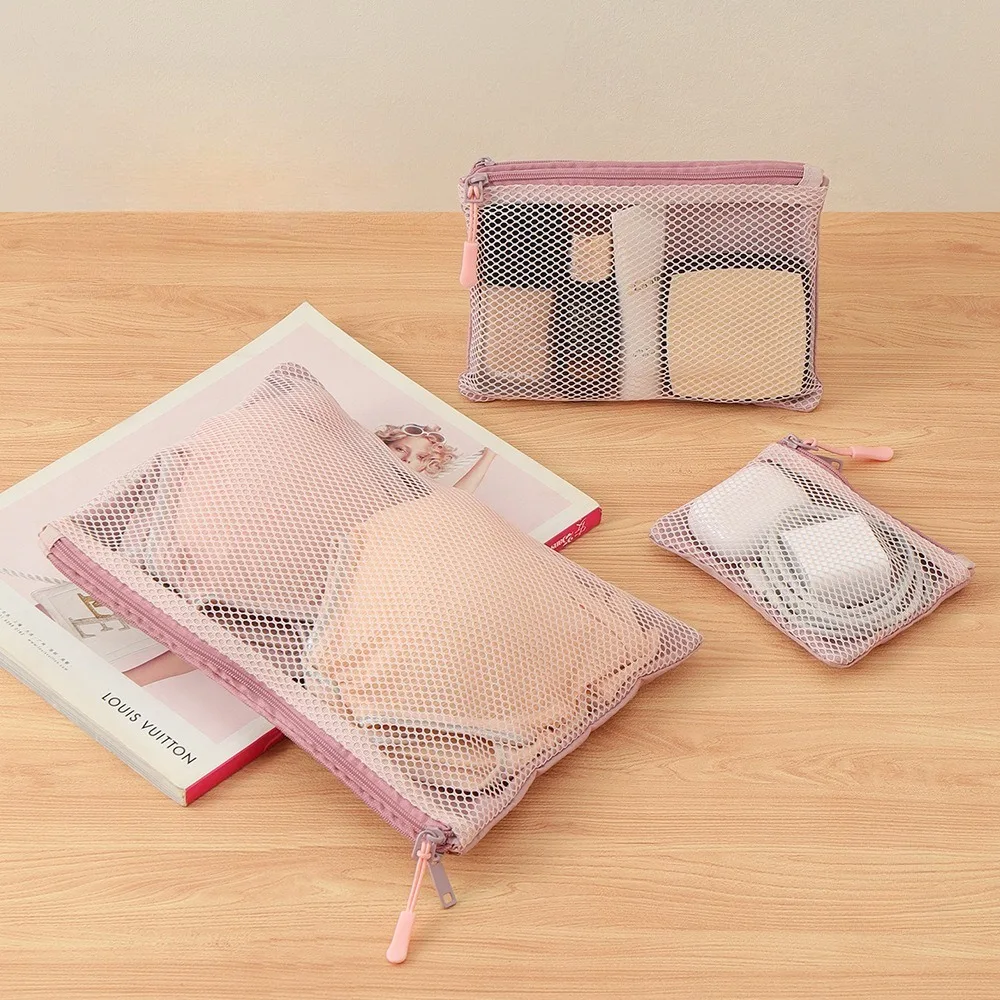 Multifunctional Storage Bag Visible Mesh Double Layer Pouch Outdoor Portable Lipstick Underwear Travel Cosmetic Cable Organizer