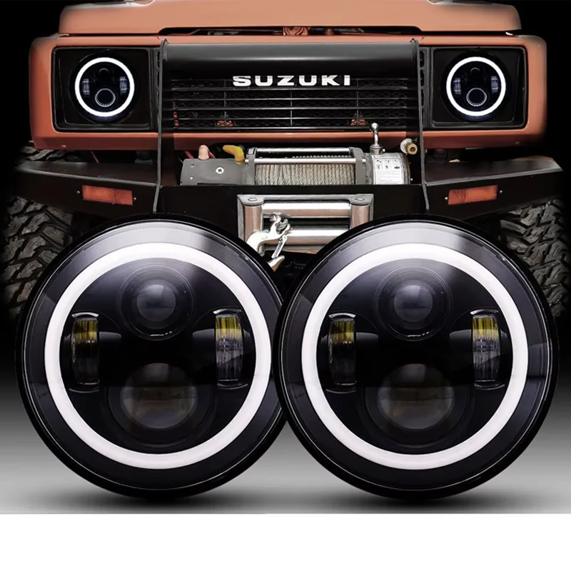 2pcs 7 Inch Round LED Headlight For Jeep Wrangler JK TJ For Hummer H1 H2 12V 24V For Suzuki Samurai Lada 4x4 Urban Niva
