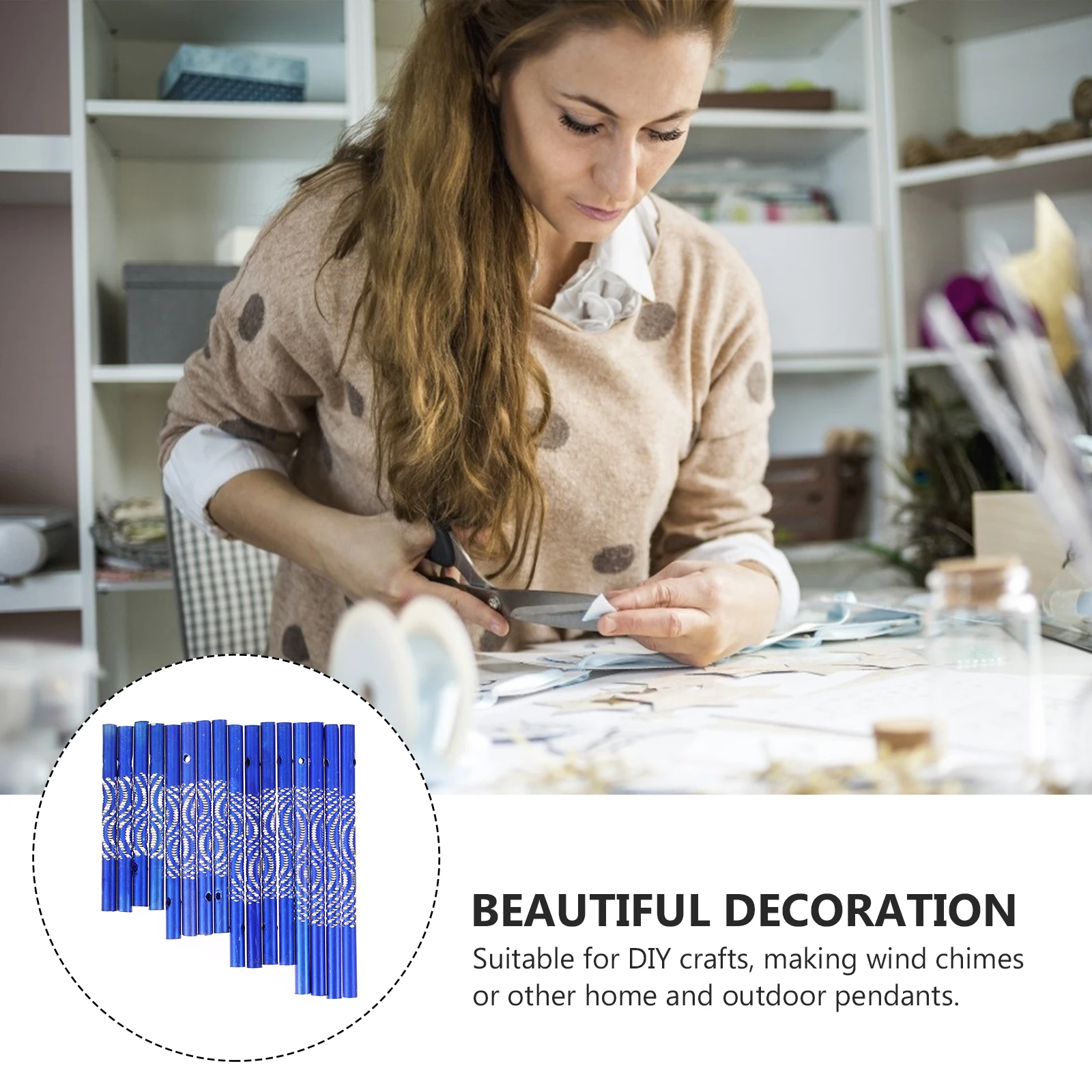 16 قطعة من إكسسوارات الرياح الكبيرة أنابيب Windchime المنزلية للحرف اليدوية المصنوعة من الألومنيوم الأزرق للأطفال