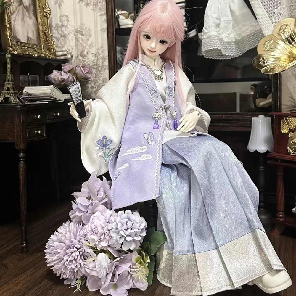 1/4 Doll's Clothes Suit for 45cm Bjd Doll Chinese Ancient Style Hanfu Dress Up Play House Girl Toys Doll Accessories, No Doll