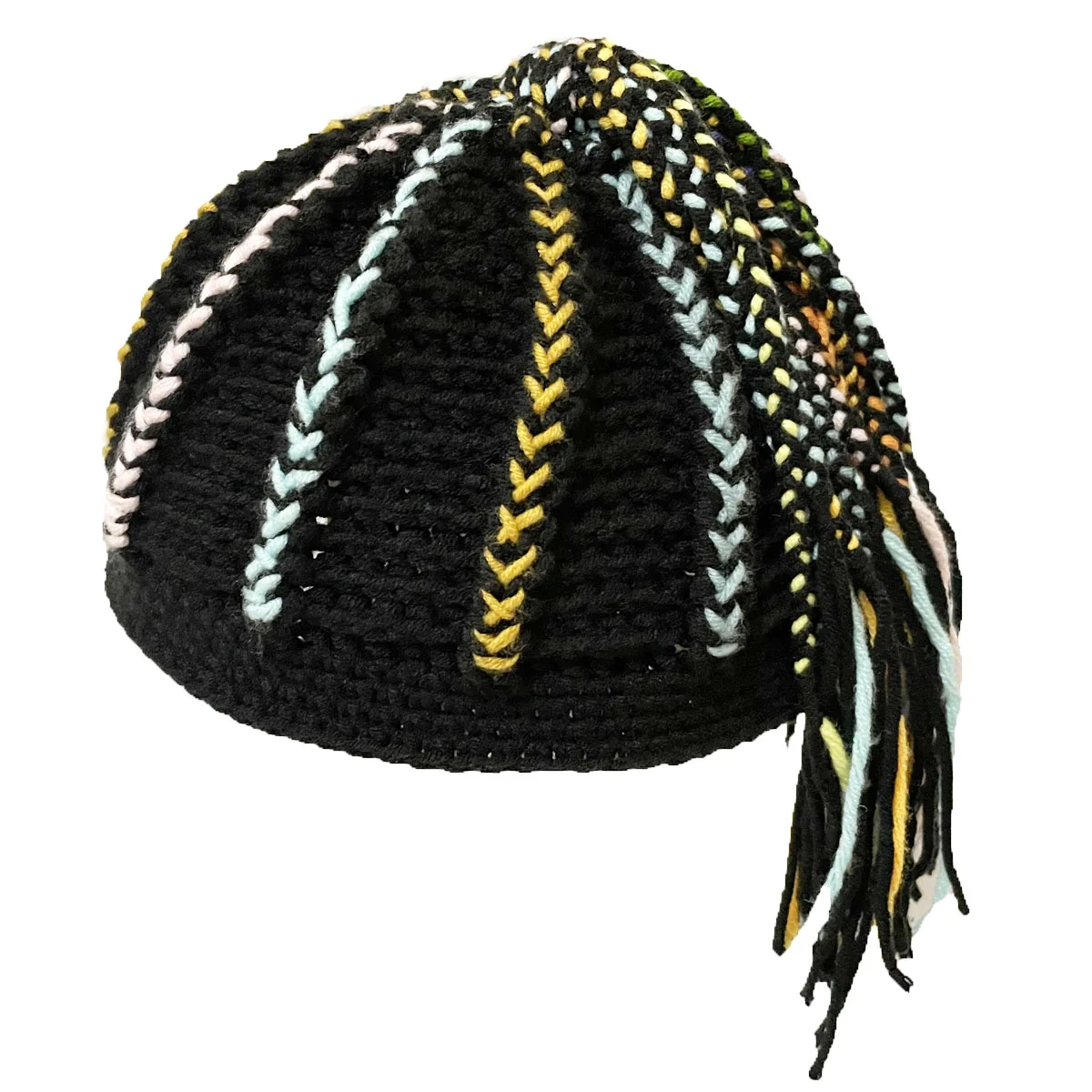 BomHCS Knitted Wig Beanie Handmade Women Braid Caps Pigtail Dreadlocks Hat