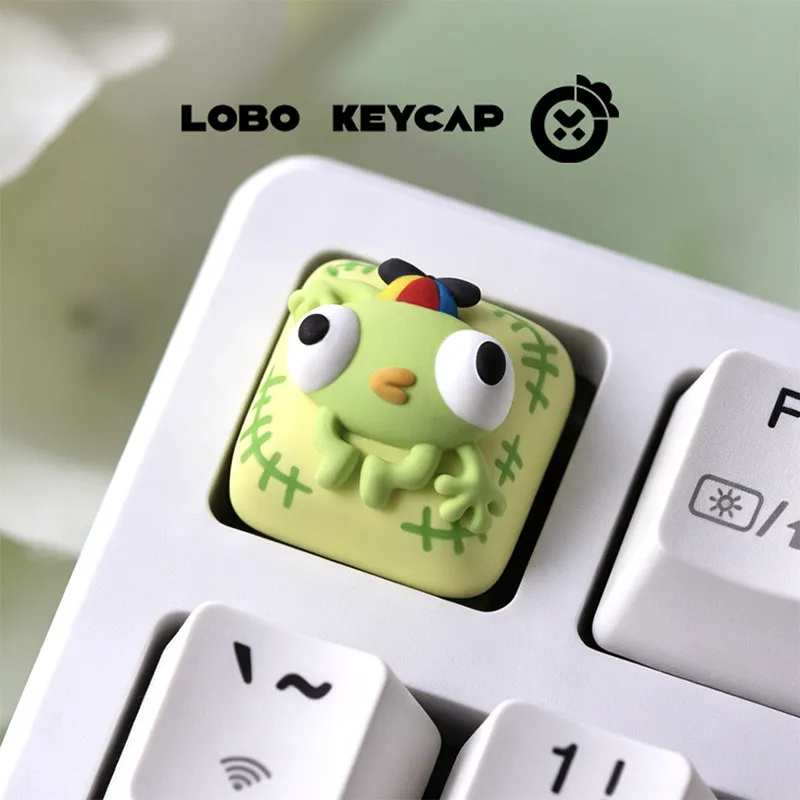LOBO KEYCAP PEAK Cute Green Frog Keycap Resin Keycap Single Esc Decor For Mechanical Keyboard Creative Model Gamer Surprise Gift