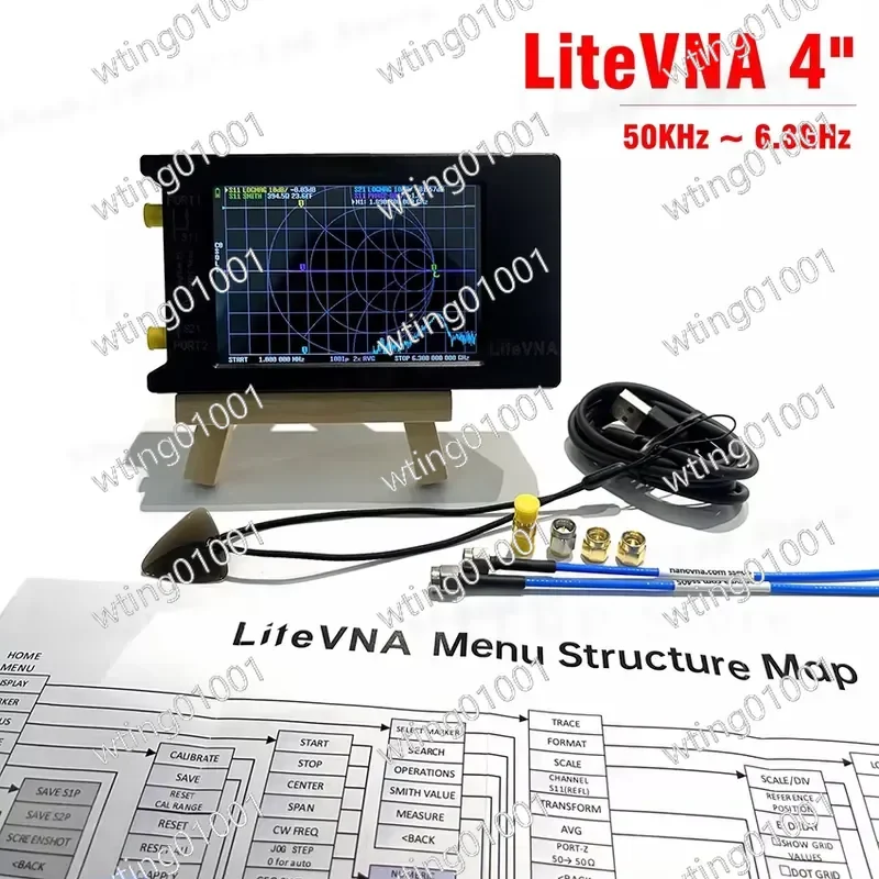 New LiteVNA-64 3.95 Inch Touch Screen Vector Network Analyzer 6.3GHz HF VHF UHF Antenna Analyzer Update of NanoVNA