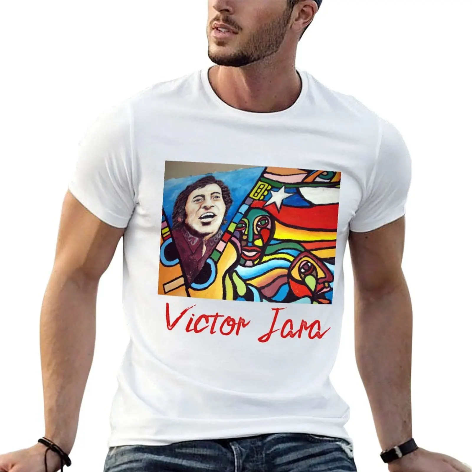 Victor Jara (Chile) Mural T-Shirt oversized graphic tee anime clothes mens big and tall t shirts
