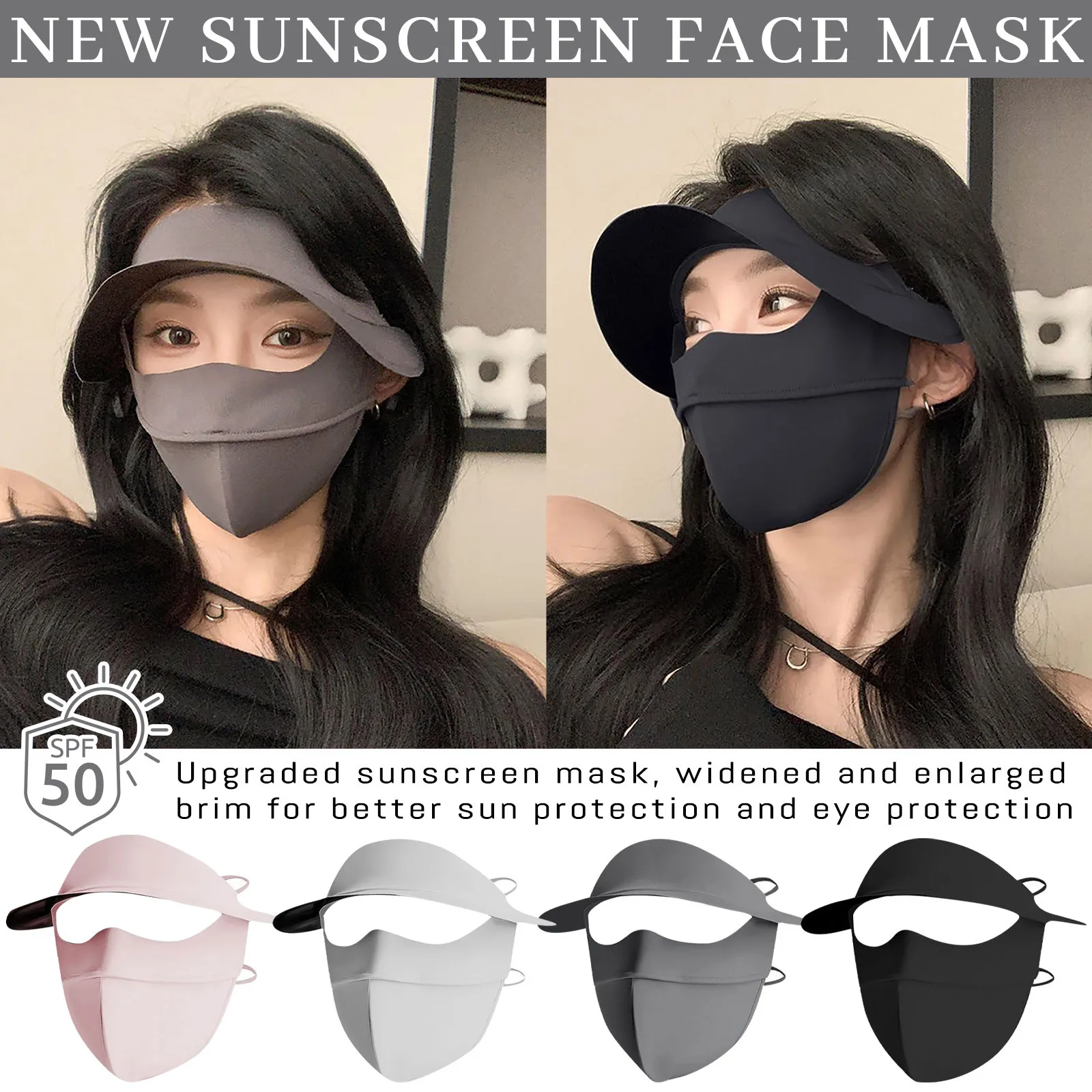 Women\'s Protective face towel Ladies Sunscreen Neck Protector Full Face Ice Silk Breathable Cotton Mask Beach Cycling Sun Masks