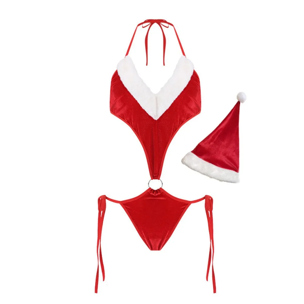 

Удобное рождественское платье с бантом, новогодняя полая пижама, костюм, милое женское нижнее белье, ночная рубашка, женская одежда