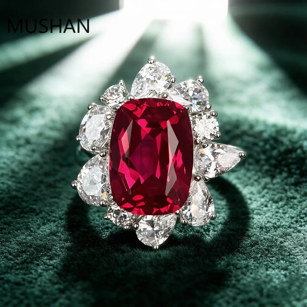 MuShan Jewelry Factory 925 Sterling Silver Rings Wedding Band for Women Certificate High Carbon Gemstones Ring s925 Fine Jewelry