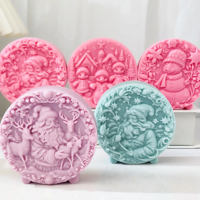 Winter hat snowman candle silicone mold, holiday elk gift ornament, cake chocolate decoration tool