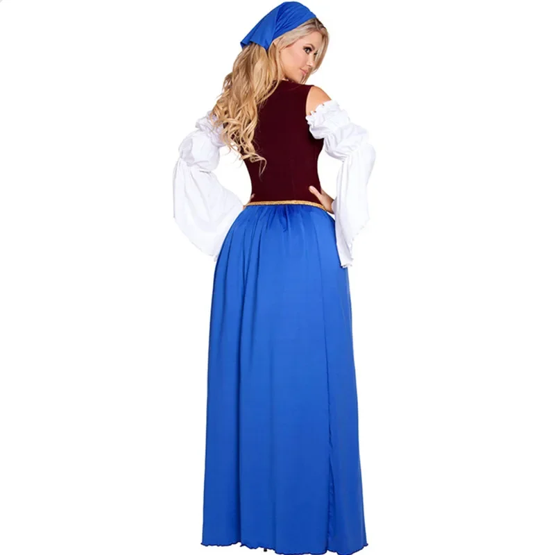 Women Traditional German Oktoberfest Beer Costume Beer Girl Beer Maid Uniform Bavarian Wench Long Dress Fancy Dress S-2XL