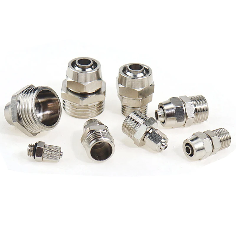 Accesorios Neumáticos de cobre, conector rápido BSP para manguera, OD 4, 6, 8, 10, 12mm, rosca 1/8, 3/8, 1/2 