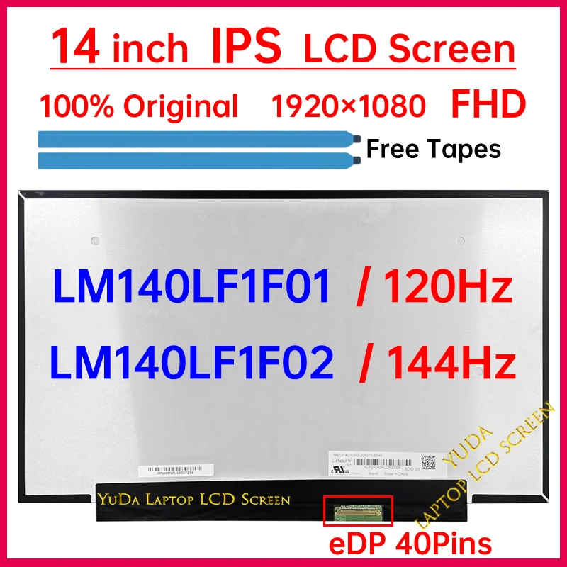 14 Inch 144Hz Laptop LCD Screen LM140LF1F02 LM140LF1F01 For ASUS ROG Zephyrus G14 GA401l GA401Q Display Matrix Panel Replacement