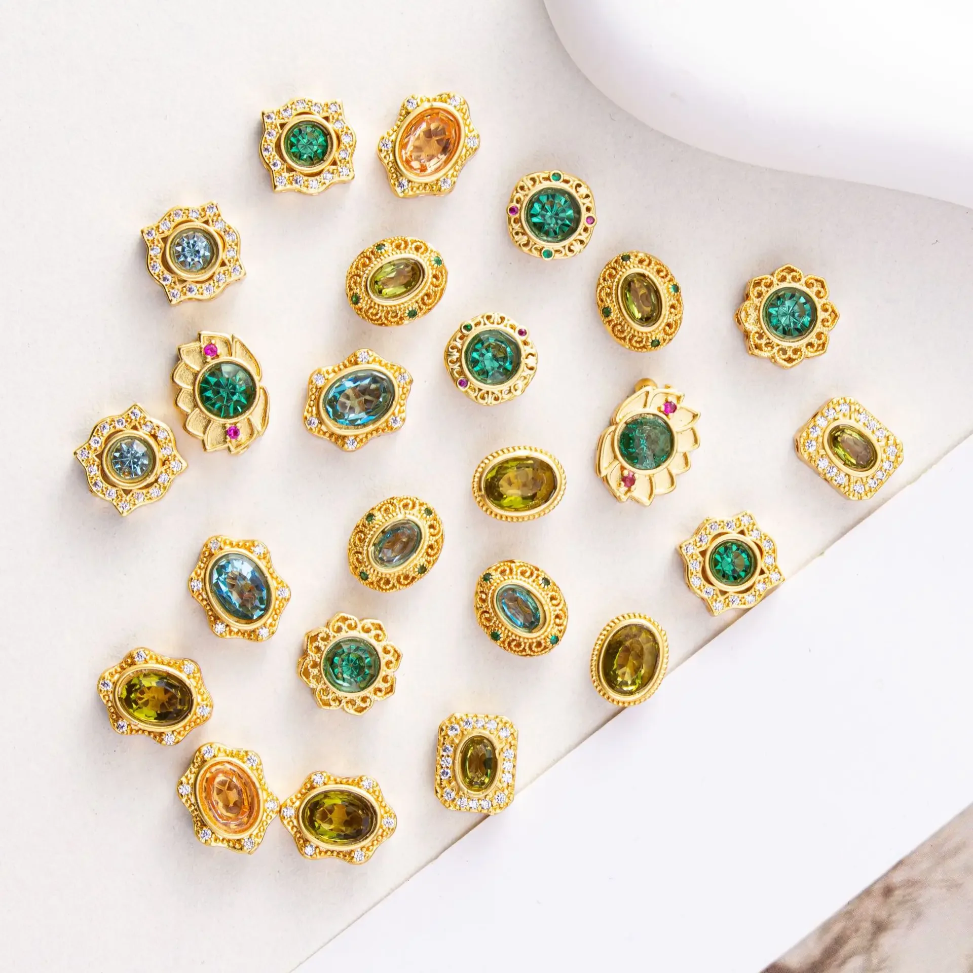 7pcs Copper Plating Jewelry Making Accessories, DIY Pearl Bracelet Necklace Spacer Loose Beads Material Wholesale Accessories