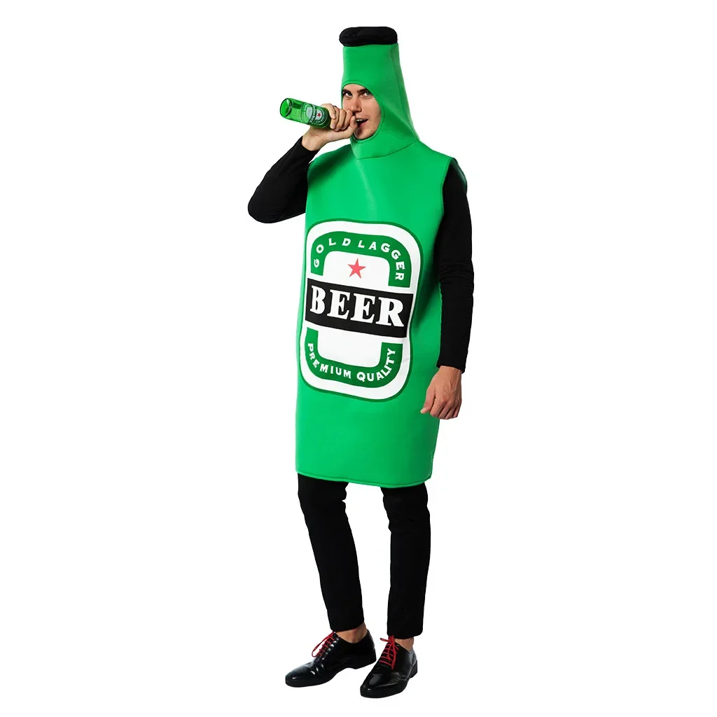 

Adult Octoberfest Halloween Beer Bottle Cosplay Jumpsuit Nightclub Bar Atmosphere Dress up Suit Men Women Party Atmosphere Wear