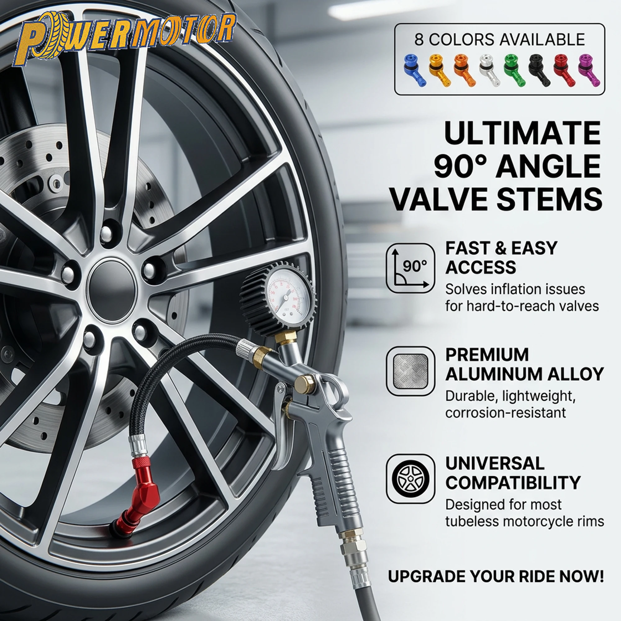 

Motorcycle Wheel Tire Valves Stem Cap Air Tire Cover 90 Degree Tubeless Valve Stems Rim Wheel Parts DirtBike Aluminum Modified