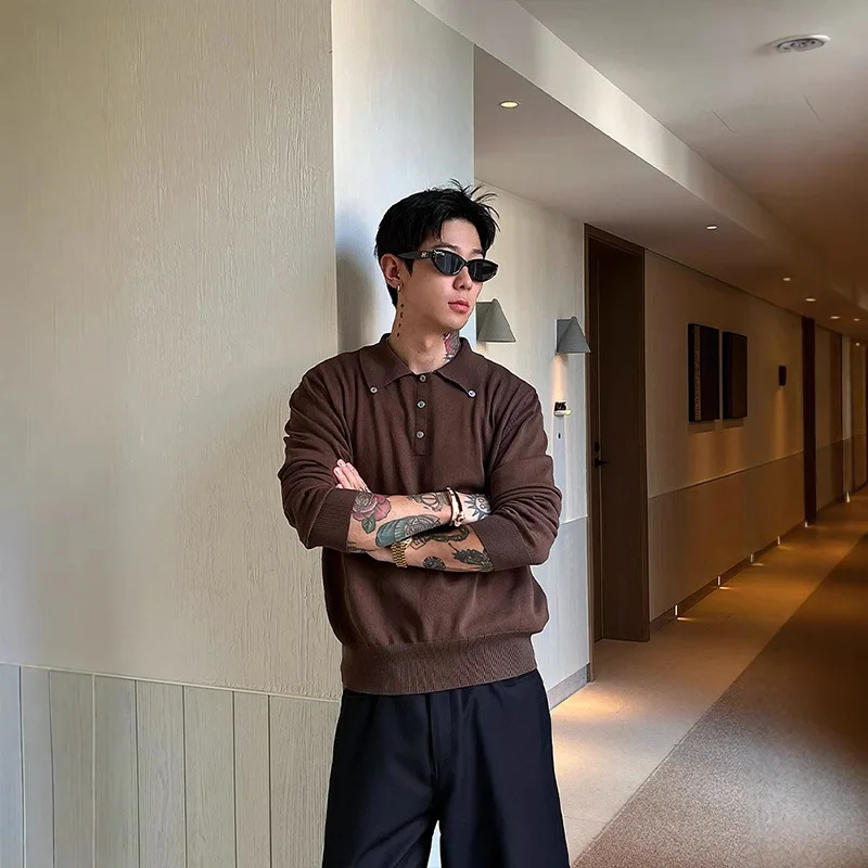 

Повседневная мужская трикотажная модная корейская рубашка Bla на пуговицах Long Sve irt, стандартная, подходит для повседневной носки