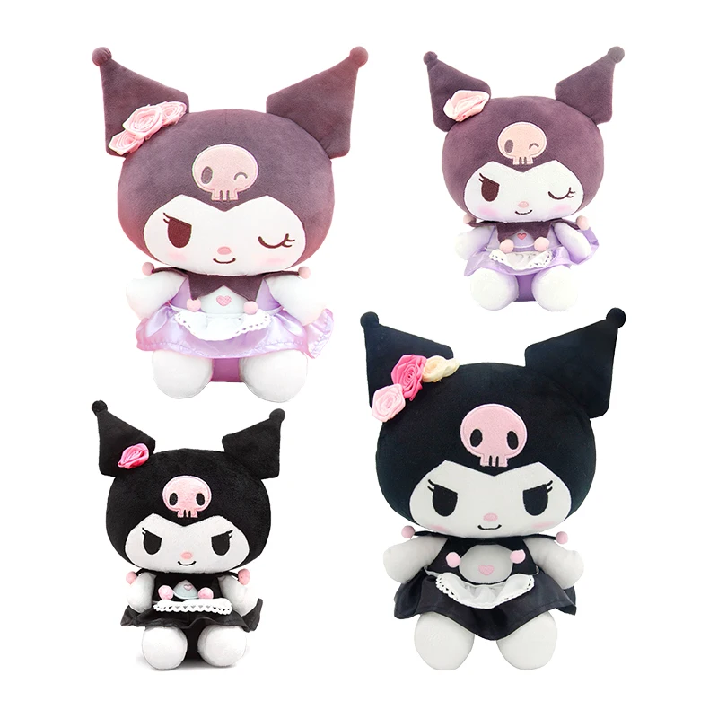 Sanrio Rose Kuromi Plush Dolls PP Cotton Soft Stuffed Pillow Toys Children's Christmas Birthday Gifts Throw Pillows Decorations