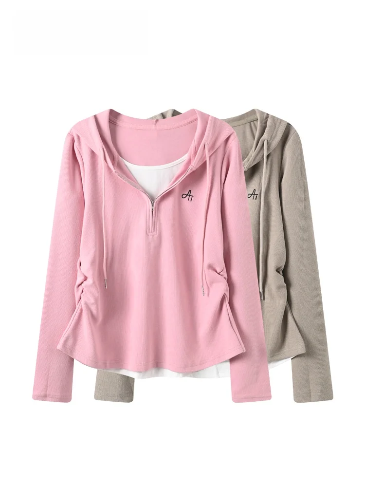 

Loose Fit Long Sve Hoodie T-irt Women's plus Size Spring New Sle Casual Versatile Top Trendy plus Size Faion