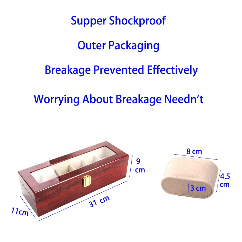 Cajas de madera de lujo para hombres y mujeres, organizador de joyería superior de vidrio, estuches estroboscópicos, Cajas de Regalo de reloj, 2 rejillas, 3 rejillas, 5 rejillas, 6 rejillas, 10 rejillas, 12 rejillas