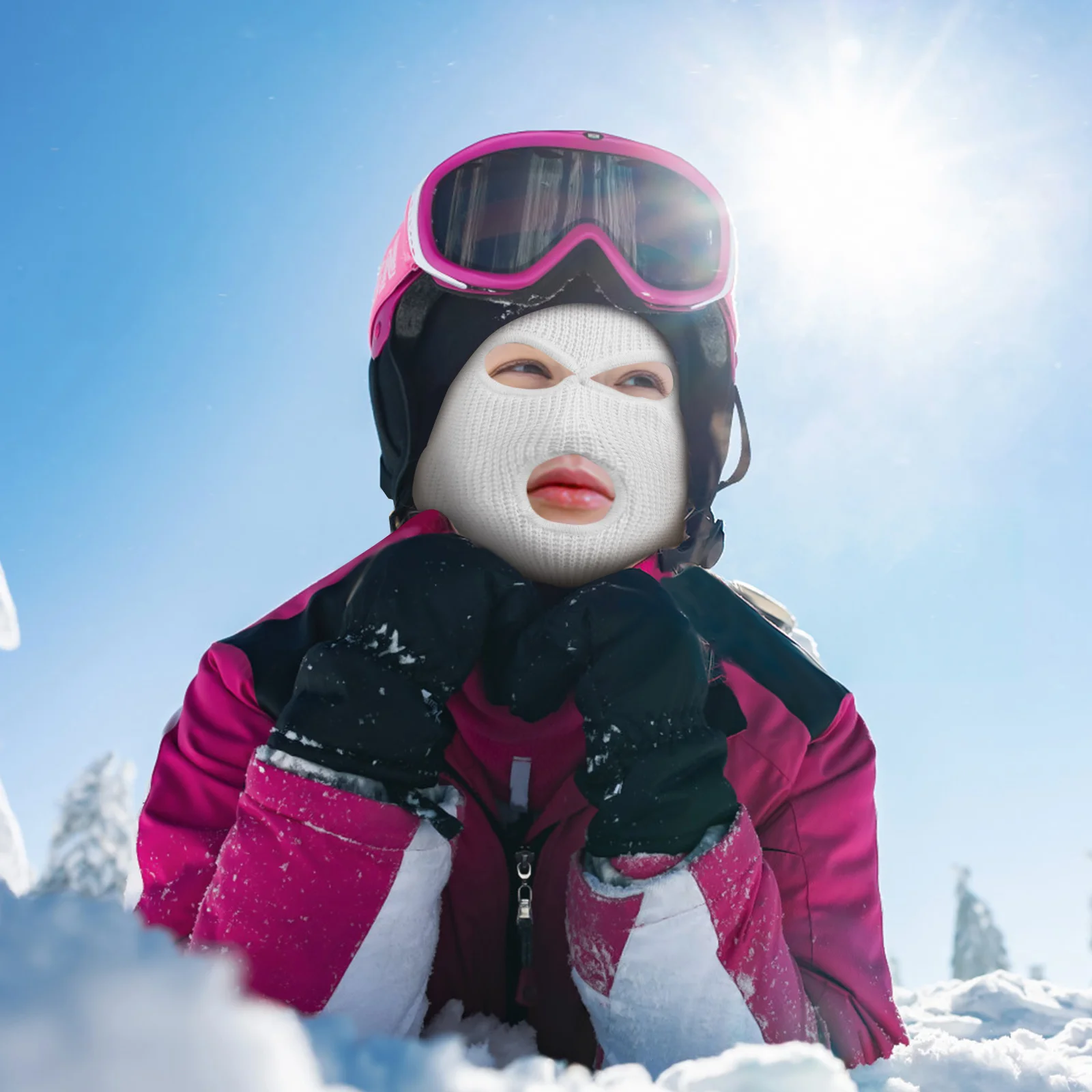 

2Pcs Head Mask Full Coverage Warm Knitted Ski Masks Outdoor Cycling Cap Balaclava Windproof Halloween Cosplay Masks With Mouth