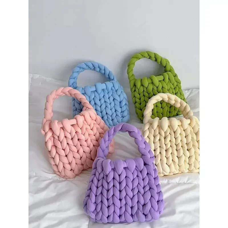 Trendy Versatile Ultra Thick Icelandic Yarn DIY Handmade Woven Bag Hand Woven and Self-made Hand Carried To Give To Girlfriend