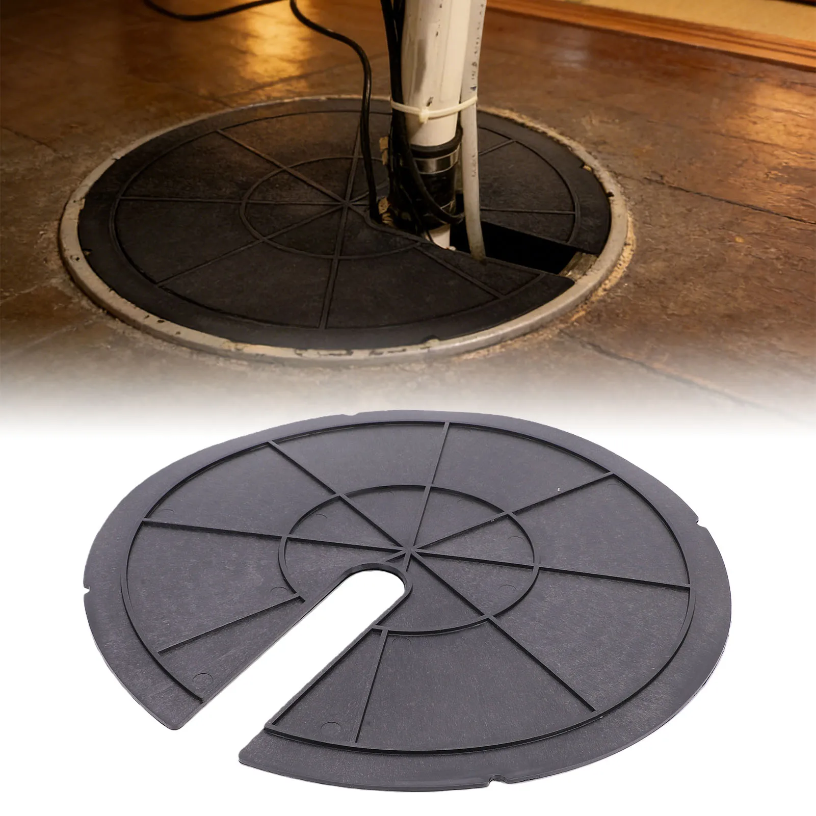 450mm 17.71 Inch Slotted Sump Pump Basin Cover Submersible Outdoor Well Cover Septic Tank Water Bucket Protective Lid