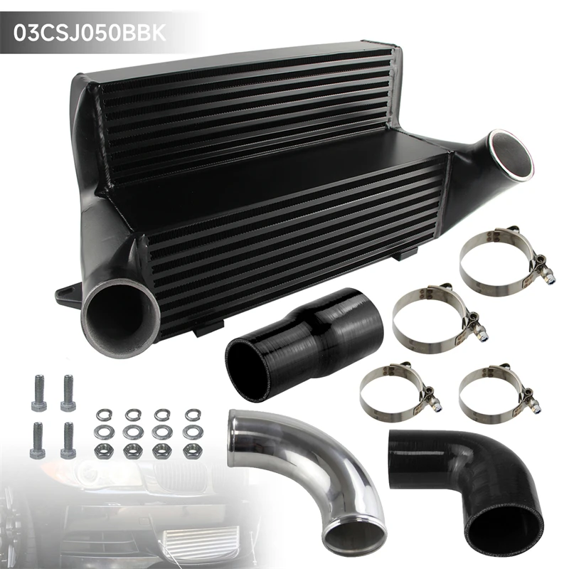 Aluminium 7,5-Zoll Bar & Plate Ladeluftkühler-Kit für BMW 135i 335i 335is 335xi E82 E90 E91 E92 E93 N54&N55 Twin Turbo 3.0L 2006-2013