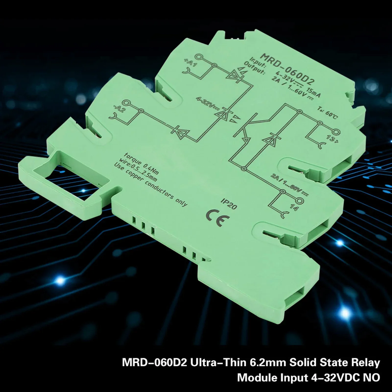 DC  state relay MRD-060D2 Ultra Thin 6.2mm  State Relay Module Input 4-32VDC NO DIN Rail Relay Module Ultra thin relay