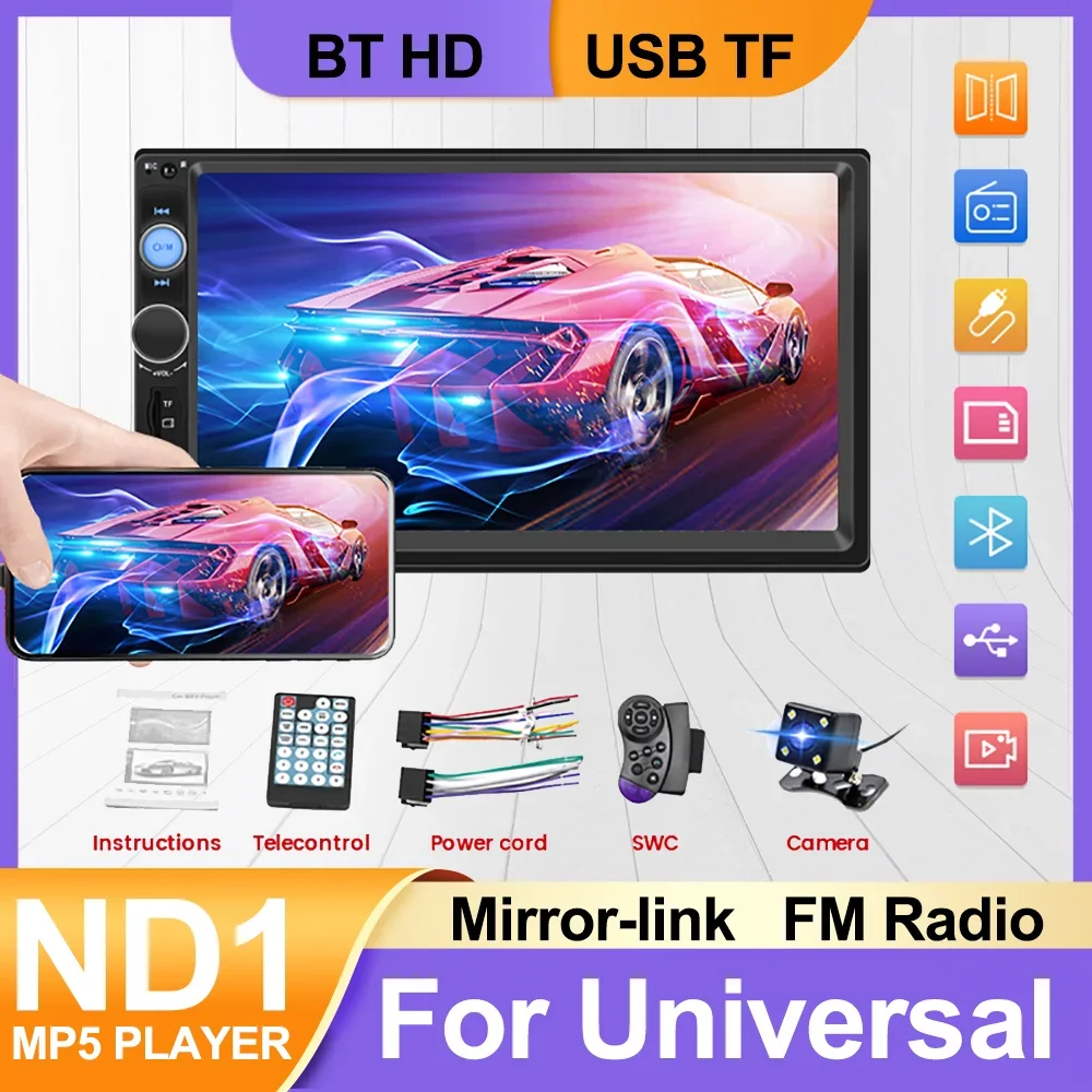 2 din Car Radio 7inch HD Touch Screen For Universal MP5 Player Autoradio Multimedia Player 2DIN Auto audio Navigation BT USB AUX