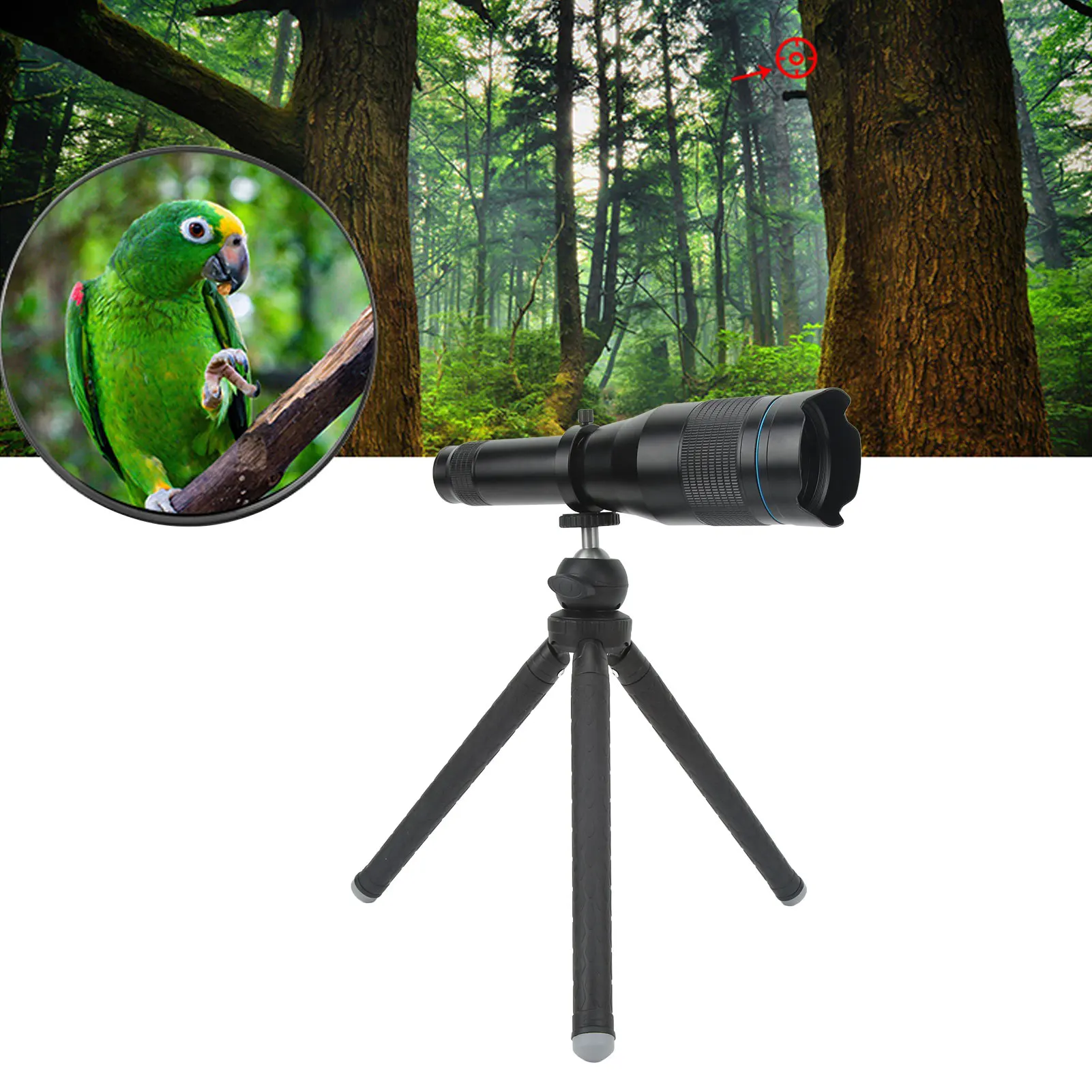 

Телеобъектив 60x, объектив высокого разрешения с большой диафрагмой, телеобъектив для мобильного телефона со штативом, телеобъектив 60x