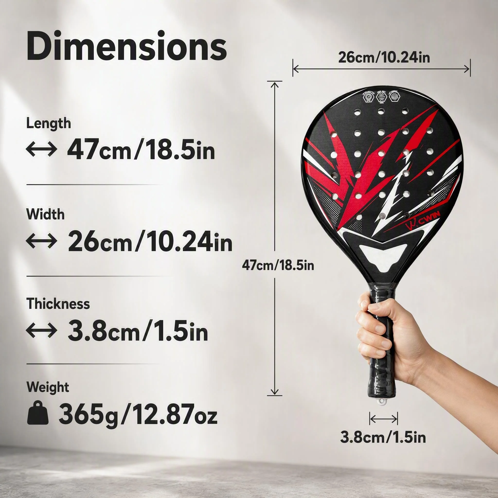 ABS Padel Racquet Ultra Light 365g Non Slip Ergonomic Handle Precise Control With Carry Bag For Beginners Women