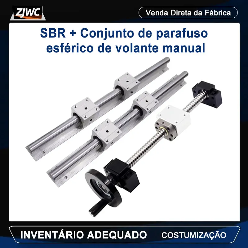 SBR20 Guia Linear Ballscrew Kit, 1 Set Ball Screw SFU2004 com corrimão para CNC Router Gravura, 4 SBR20UU Slider Bloco