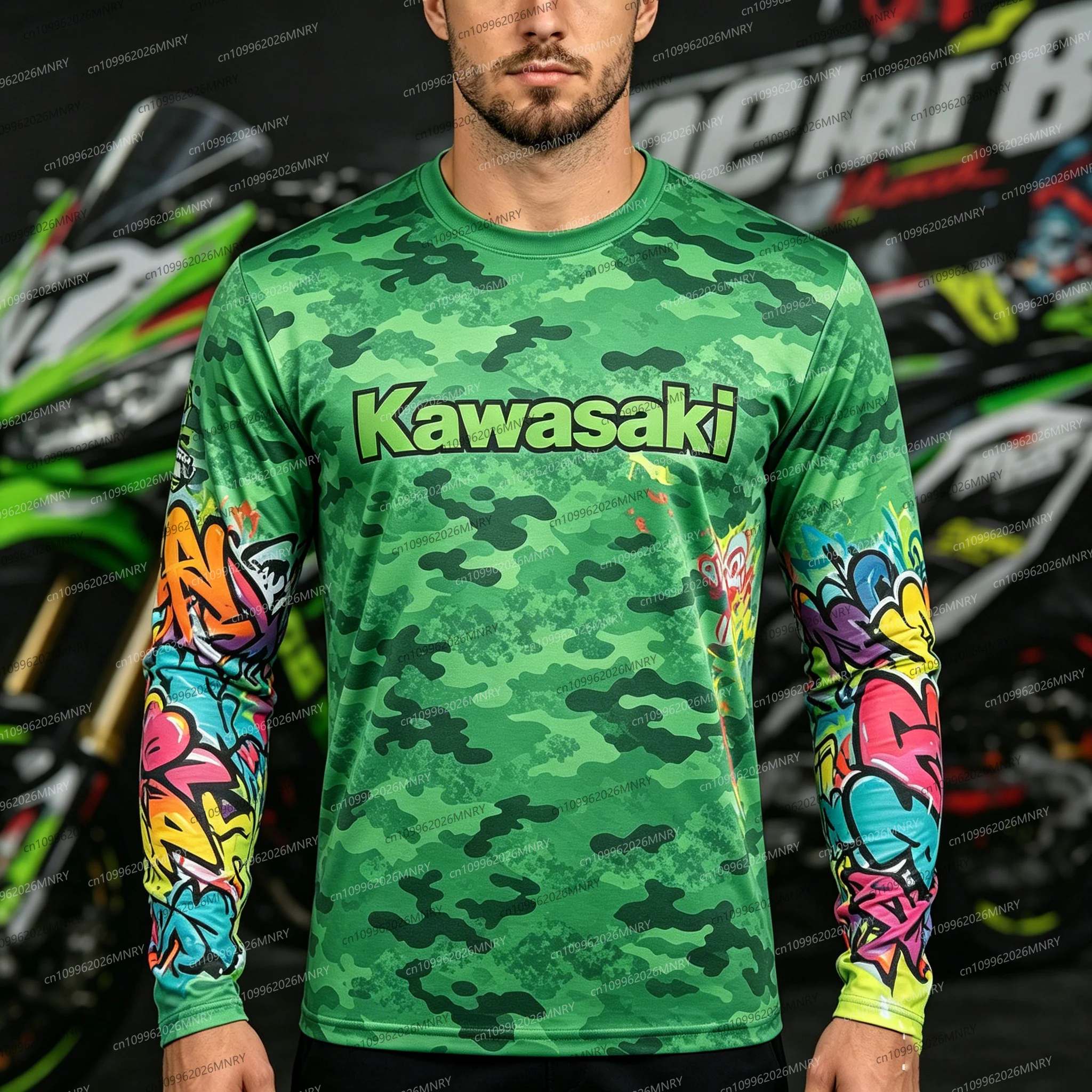 

man longsleeve t-shirt MOTO Sleeve Shirt Kawasaki Men t-shirt Women T Shirt Kawasaki Motorcycle Logo 3D Print men clothes